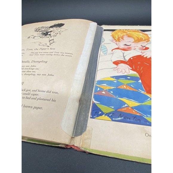 Antique Mother Goose Hard Board Cover Book 1920’s - SEE PHOTOS For Condition - Picture 8 of 10